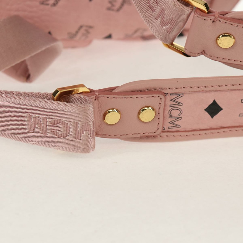 【日本直送】MCM Vicetos Logoogram 背包 PVC 皮革 粉紅色 金色 正品 yk19517A-9