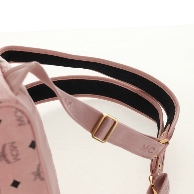 【日本直送】MCM Vicetos Logoogram 背包 PVC 皮革 粉紅色 金色 正品 yk19517A-10