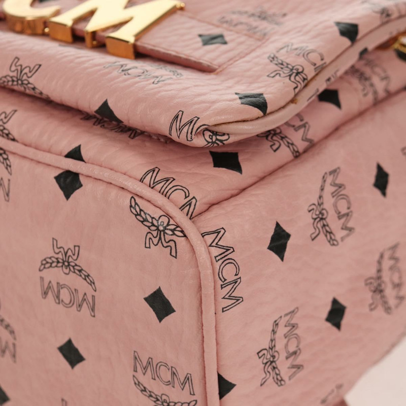 【日本直送】MCM Vicetos Logoogram 背包 PVC 皮革 粉紅色 金色 正品 yk19517A-13