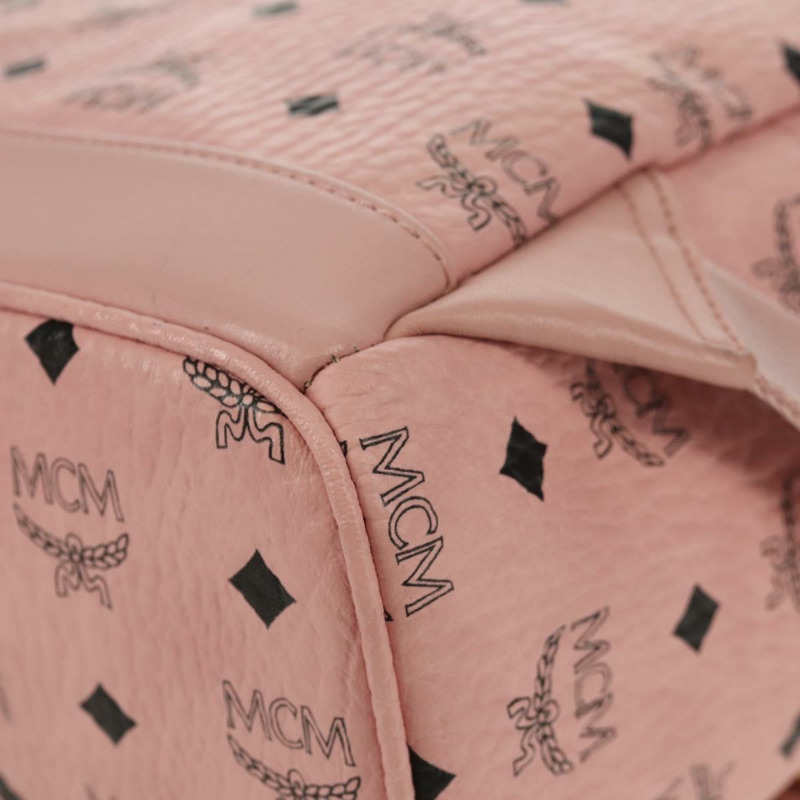 【日本直送】MCM Vicetos Logoogram 背包 PVC 皮革 粉紅色 金色 正品 yk19517A-15