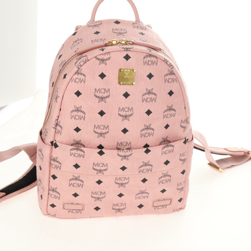 【日本直送】MCM Vicetos Logoogram 背包 PVC 皮革 粉紅色 金色 正品 yk19517A-22