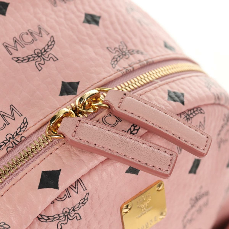 【日本直送】MCM Vicetos Logoogram 背包 PVC 皮革 粉紅色 金色 正品 yk19517A-24