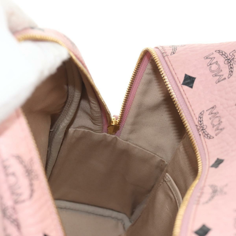 【日本直送】MCM Vicetos Logoogram 背包 PVC 皮革 粉紅色 金色 正品 yk19517A-27