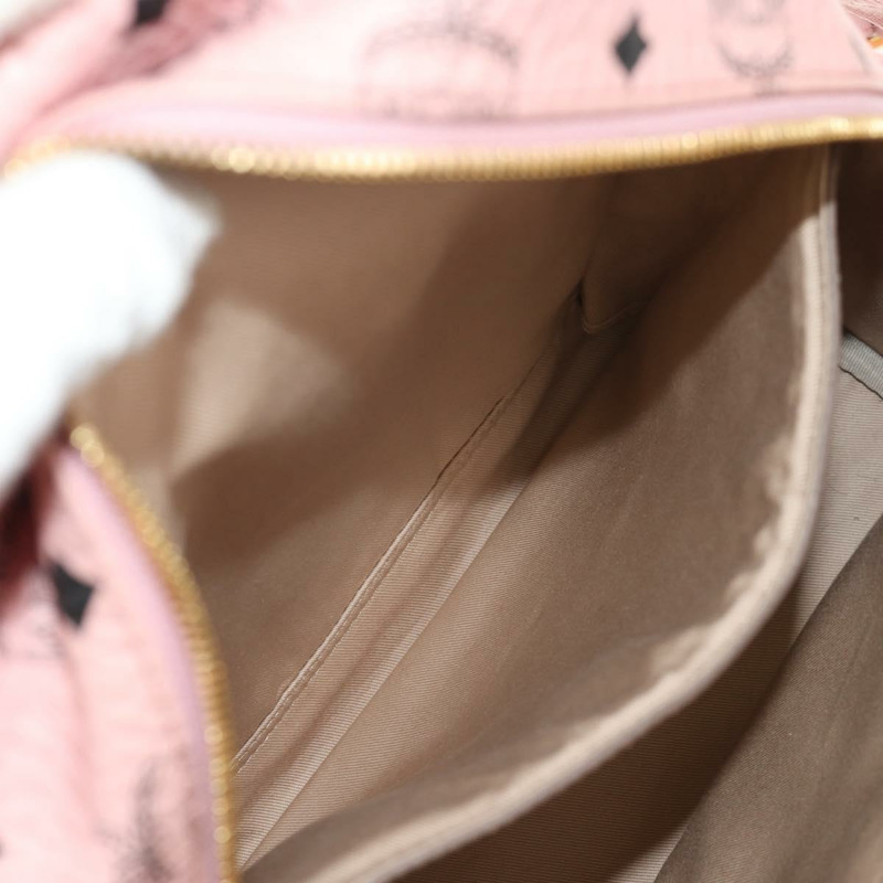 【日本直送】MCM Vicetos Logoogram 背包 PVC 皮革 粉紅色 金色 正品 yk19517A-29