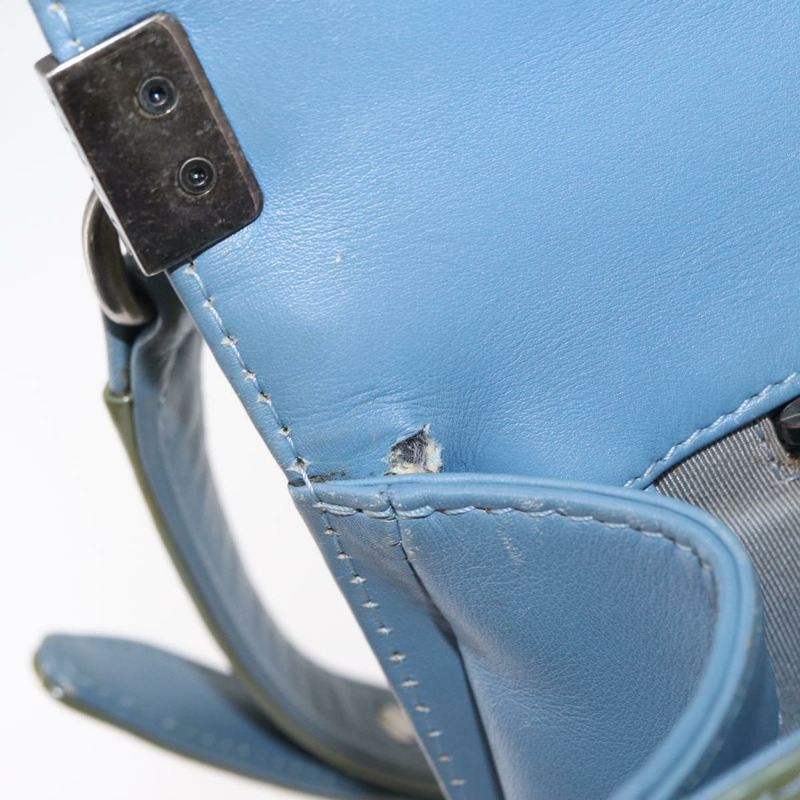 【日本直送】香奈兒 (CHANEL) Boy Chanel 鏈條肩背包，漆皮材質，綠色/藍色，CC標誌，正品編號 152239-9