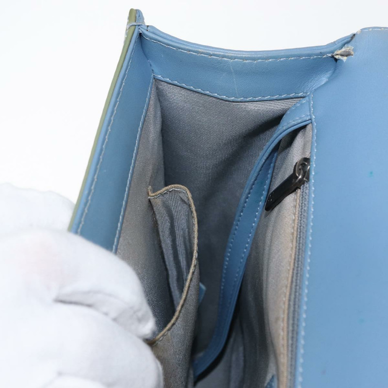 【日本直送】香奈兒 (CHANEL) Boy Chanel 鏈條肩背包，漆皮材質，綠色/藍色，CC標誌，正品編號 152239-20