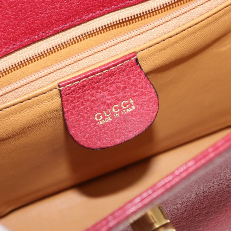【日本直送】GUCCI 竹節手提包 皮革 兩用 紅金配色 000 113 0231 正品 154162M-19