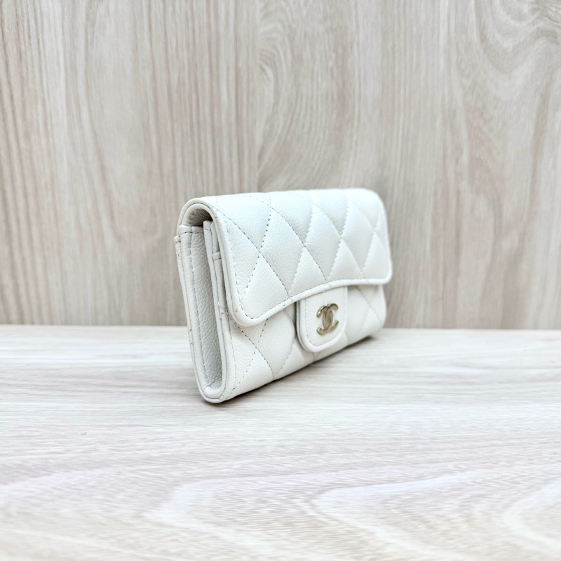 Chanel🤍白色荔枝牛皮卡包AP0214-4