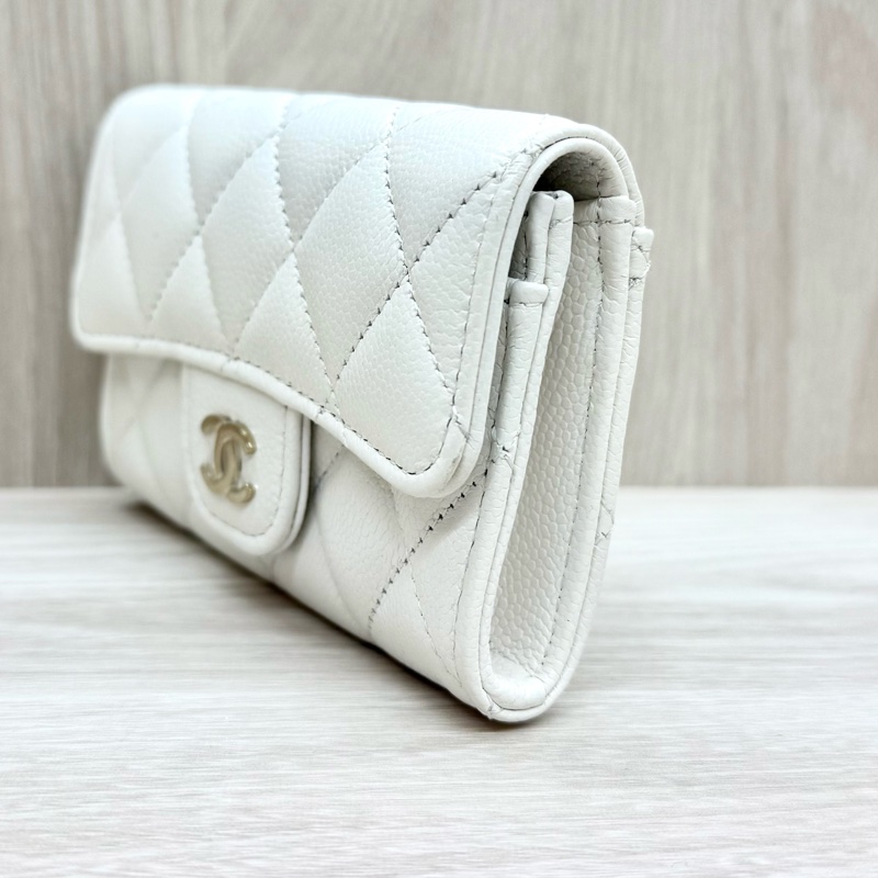 Chanel🤍白色荔枝牛皮卡包AP0214-10
