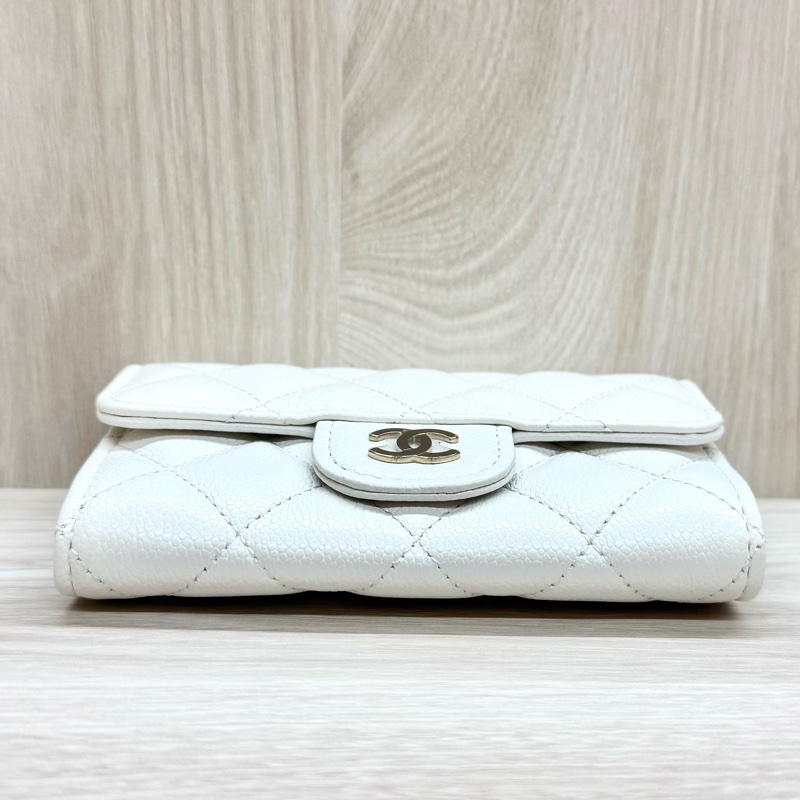 Chanel🤍白色荔枝牛皮卡包AP0214-14