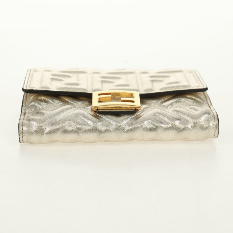 【日本直送】FENDI Zucca 帆布皮夾 皮革金 Auth 154304M-5