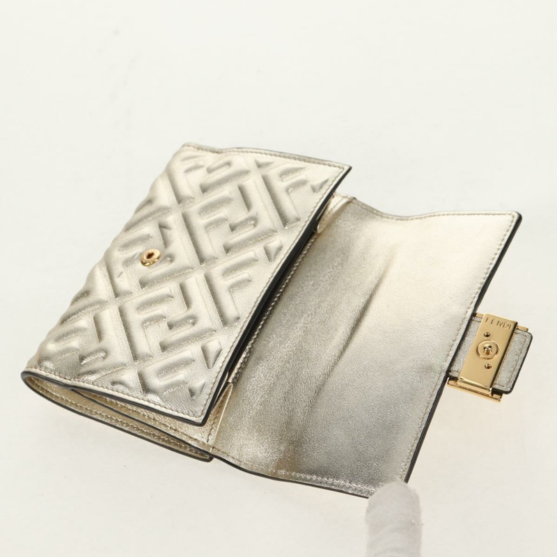 【日本直送】FENDI Zucca 帆布皮夾 皮革金 Auth 154304M-6