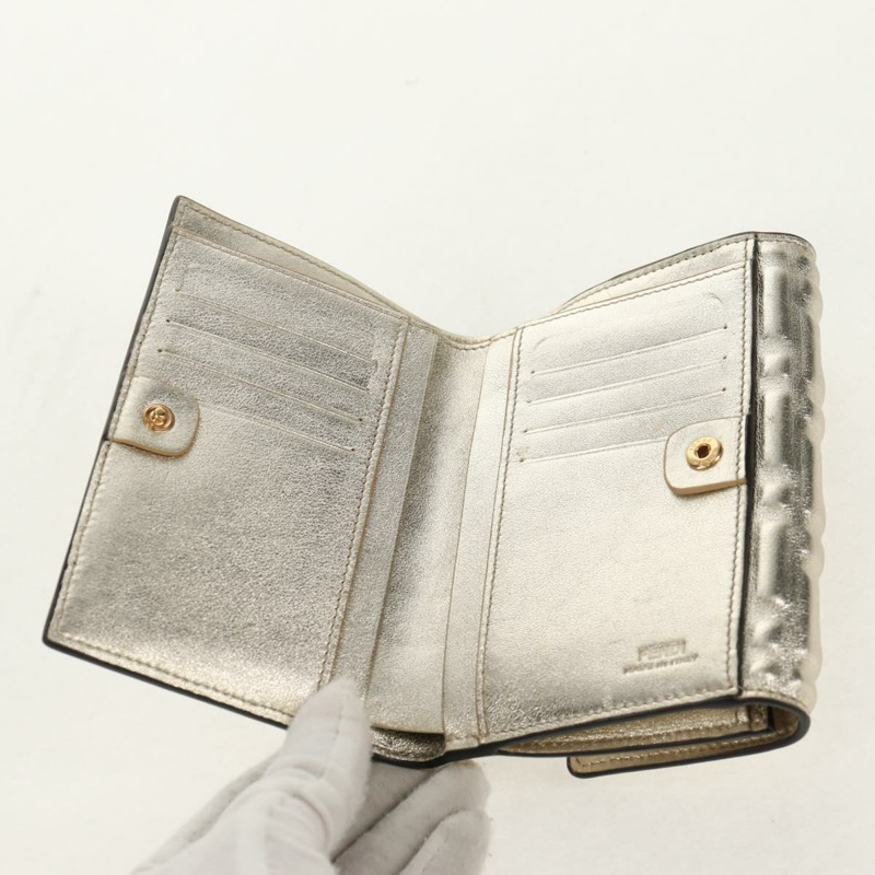 【日本直送】FENDI Zucca 帆布皮夾 皮革金 Auth 154304M-8