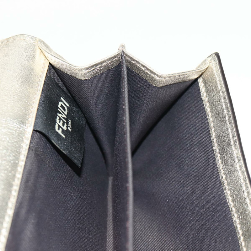 【日本直送】FENDI Zucca 帆布皮夾 皮革金 Auth 154304M-21