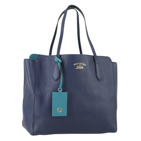 GUCCI 手提包 皮革 藍色 金色 354397 正品 ar13812