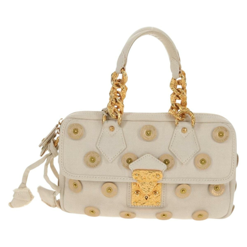 【日本直送】路易威登 Tinkerbell 波點巴拿馬帆布包 白色 M95407 正品 153639SM-12