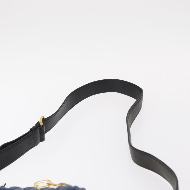 【日本直送】Miu Miu Matelasse 單肩包，皮革材質，藍黑金配色，正品編號 153826-13