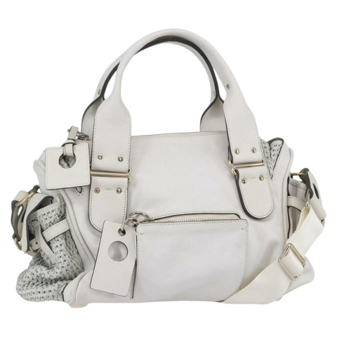 Chloe 皮革雙肩包 白色銀色 正品 ka340
