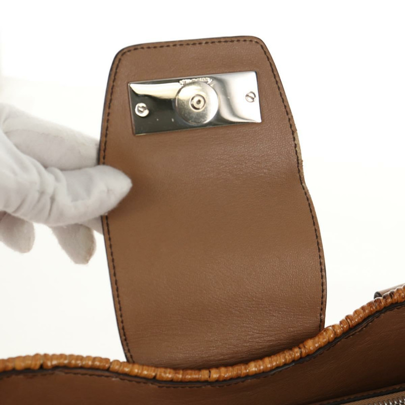 【日本直送】Salvatore Ferragamo Gancini 手提包 藤編 米色 銀色 正品 154690V-8