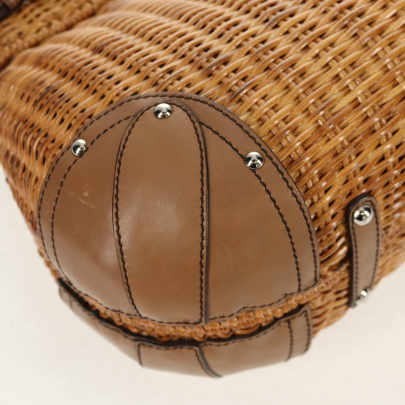 【日本直送】Salvatore Ferragamo Gancini 手提包 藤編 米色 銀色 正品 154690V-14