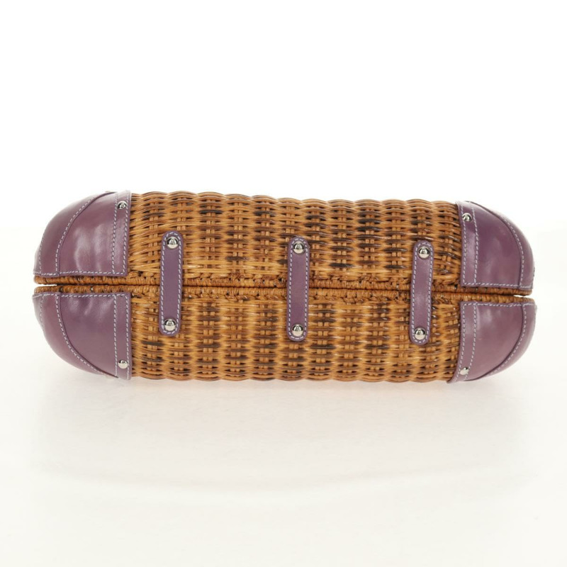 【日本直送】Salvatore Ferragamo Gancini 手提包 藤編 米色 銀色 正品 154682V-4