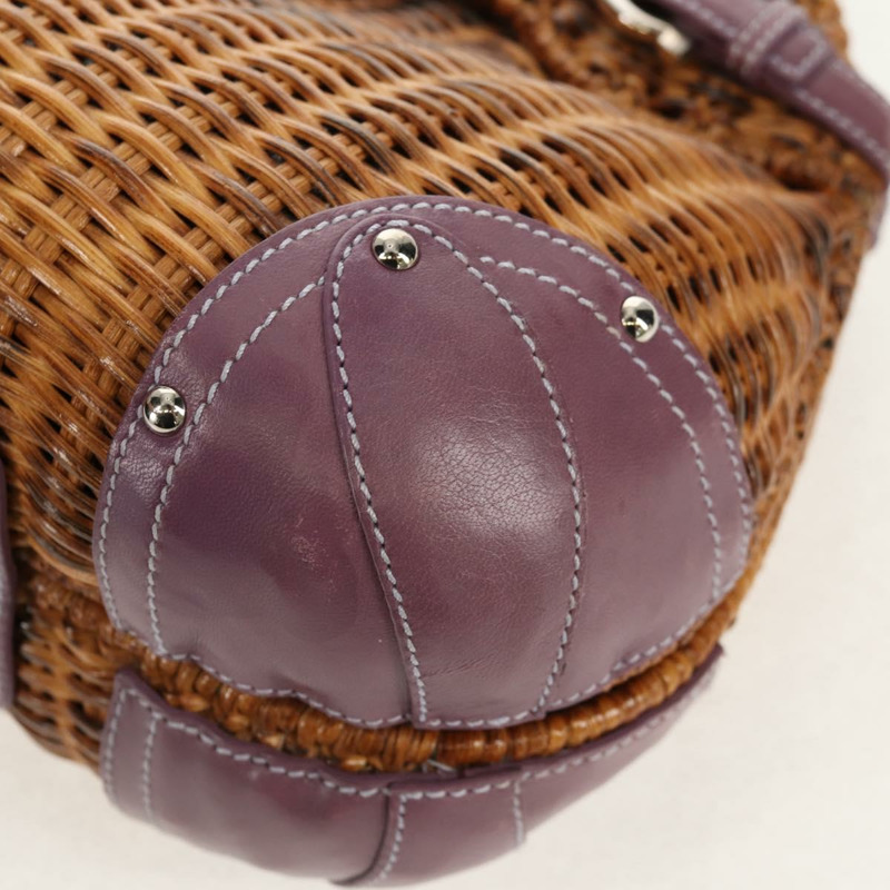 【日本直送】Salvatore Ferragamo Gancini 手提包 藤編 米色 銀色 正品 154682V-14