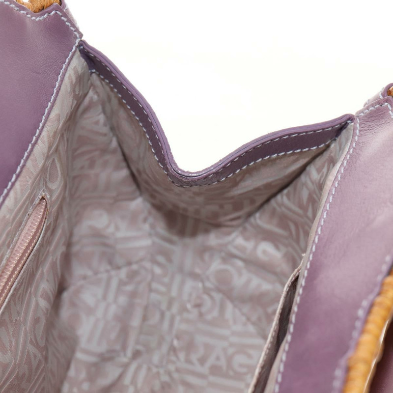 【日本直送】Salvatore Ferragamo Gancini 手提包 藤編 米色 銀色 正品 154682V-21