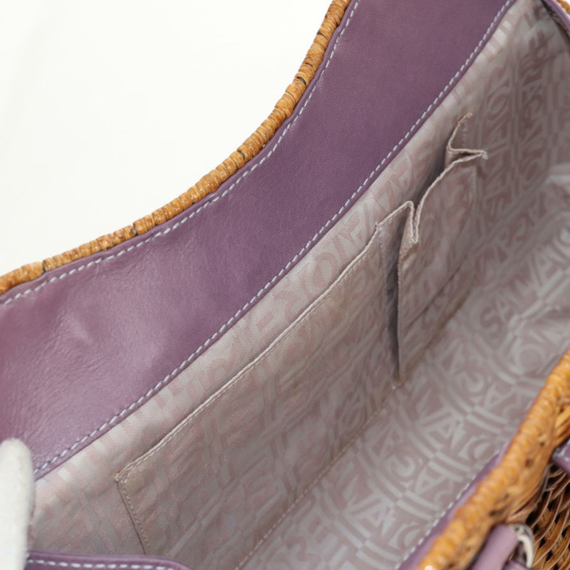 【日本直送】Salvatore Ferragamo Gancini 手提包 藤編 米色 銀色 正品 154682V-23