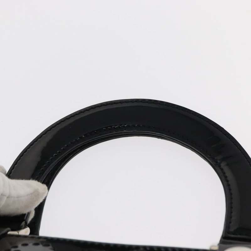 【日本直送】香奈兒 (CHANEL) 鏤空琺瑯黑銀色雙C標誌手提包 BA8412-7