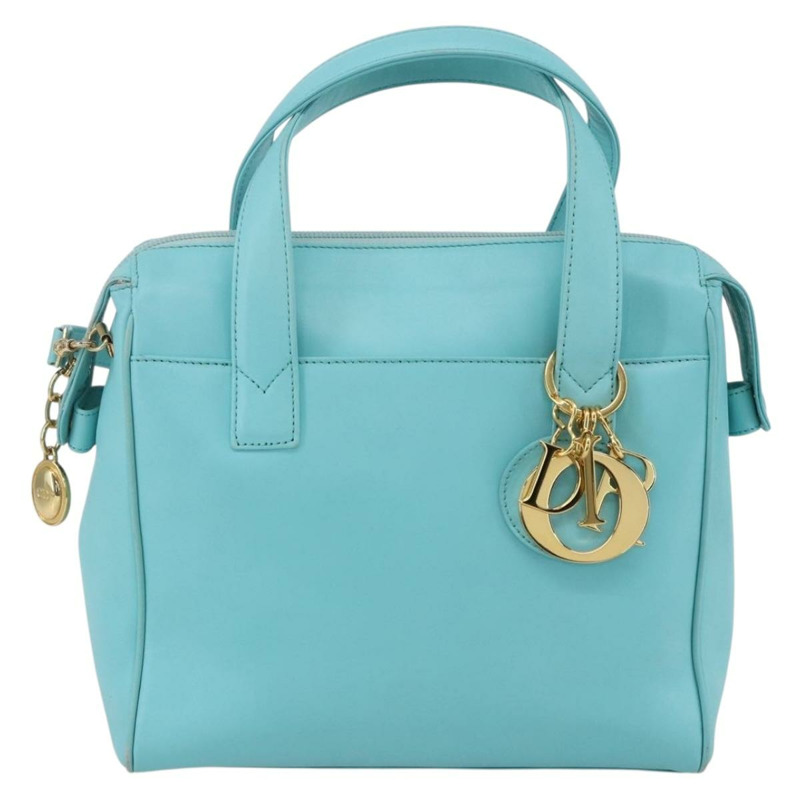 【日本直送】Christian Dior Micro 手提包 皮革 兩用 淺藍色 金色 正品 154733-12