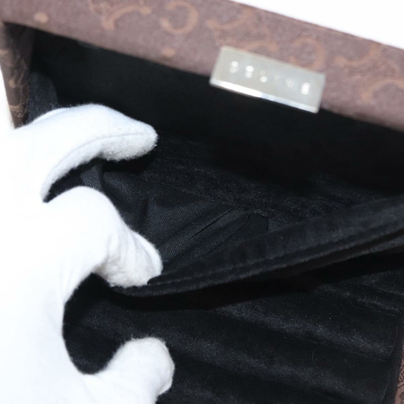 【日本直送】CELINE C Macadam 帆布首飾盒 棕色 銀色 Auth 154905V-11