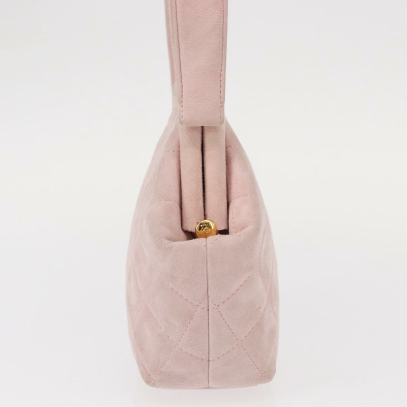 【日本直送】香奈兒 Matelasse 手提包 粉紅金 CC 標誌麂皮 Auth 154898A-3