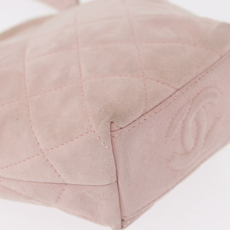 【日本直送】香奈兒 Matelasse 手提包 粉紅金 CC 標誌麂皮 Auth 154898A-8