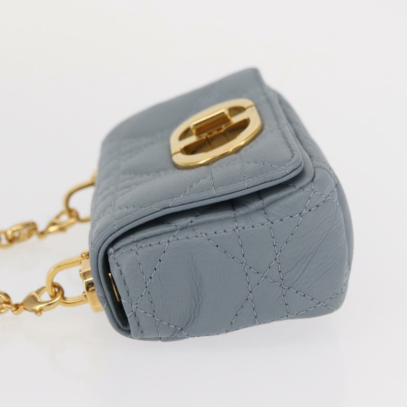 【日本直送】Christian Dior Canage 鏈條 Dior Caro 手袋 皮革 藍色 金色 正品 151372SAM-3