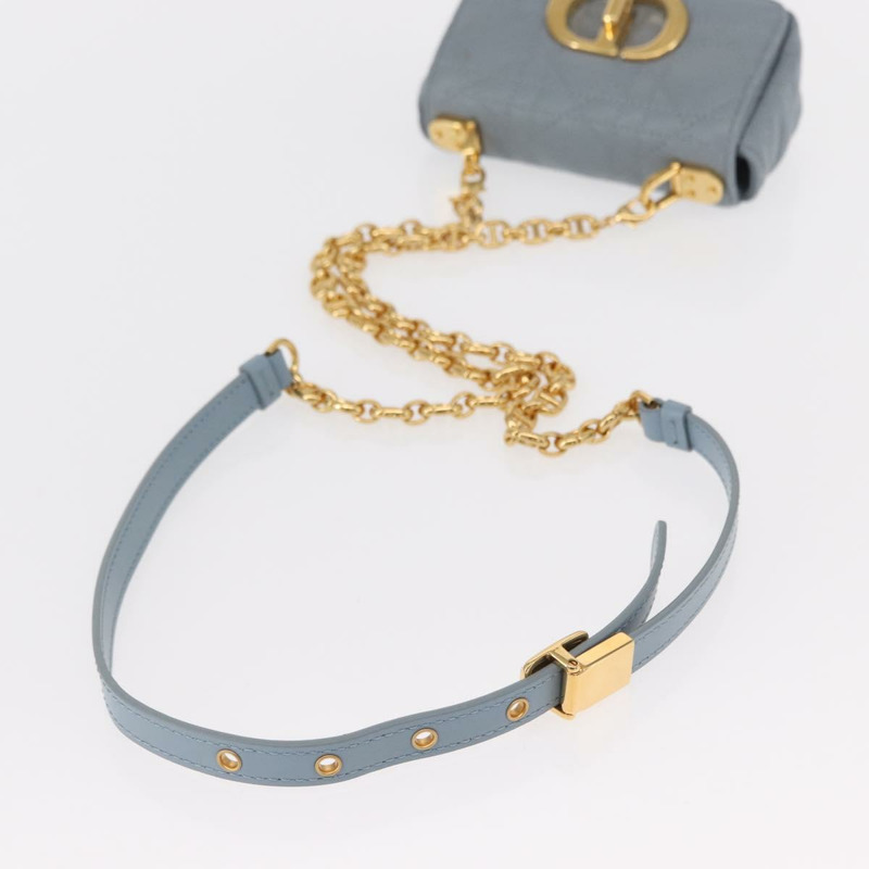 【日本直送】Christian Dior Canage 鏈條 Dior Caro 手袋 皮革 藍色 金色 正品 151372SAM-6