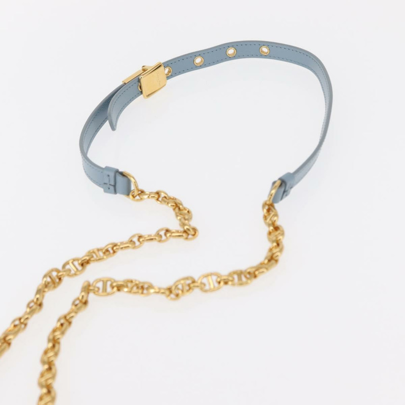 【日本直送】Christian Dior Canage 鏈條 Dior Caro 手袋 皮革 藍色 金色 正品 151372SAM-13