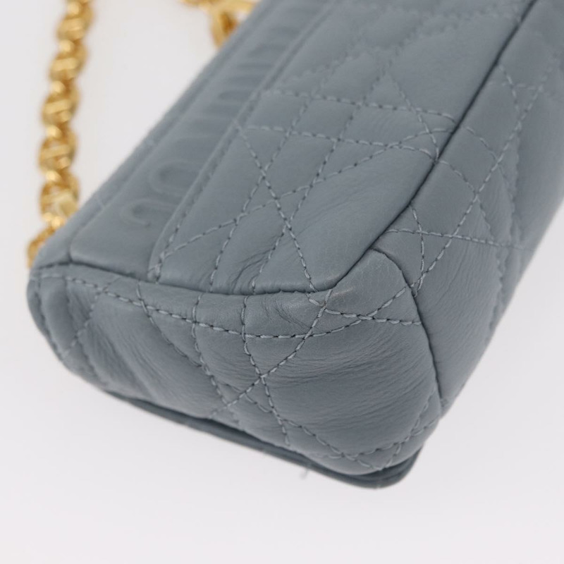 【日本直送】Christian Dior Canage 鏈條 Dior Caro 手袋 皮革 藍色 金色 正品 151372SAM-16