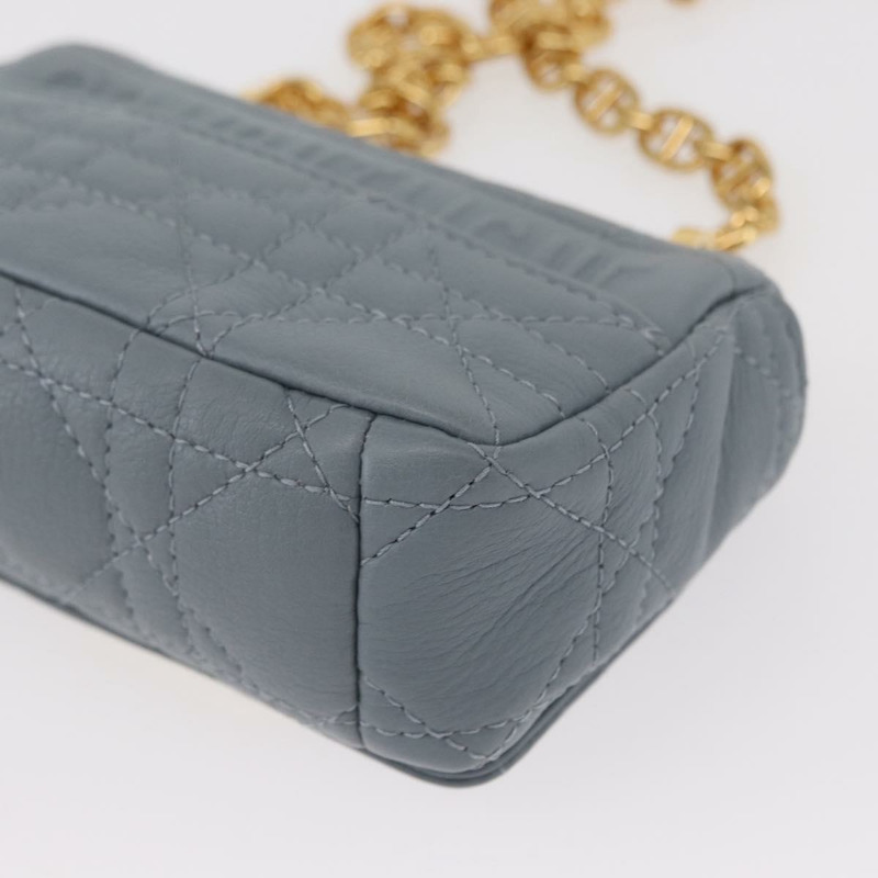 【日本直送】Christian Dior Canage 鏈條 Dior Caro 手袋 皮革 藍色 金色 正品 151372SAM-17