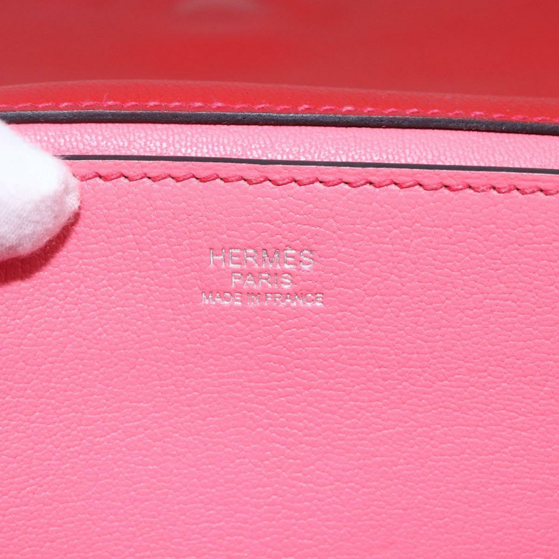 【日本直送】愛馬仕 Opry 24 單肩包，紅色銀色皮革，正品，貨號 154087SM-16