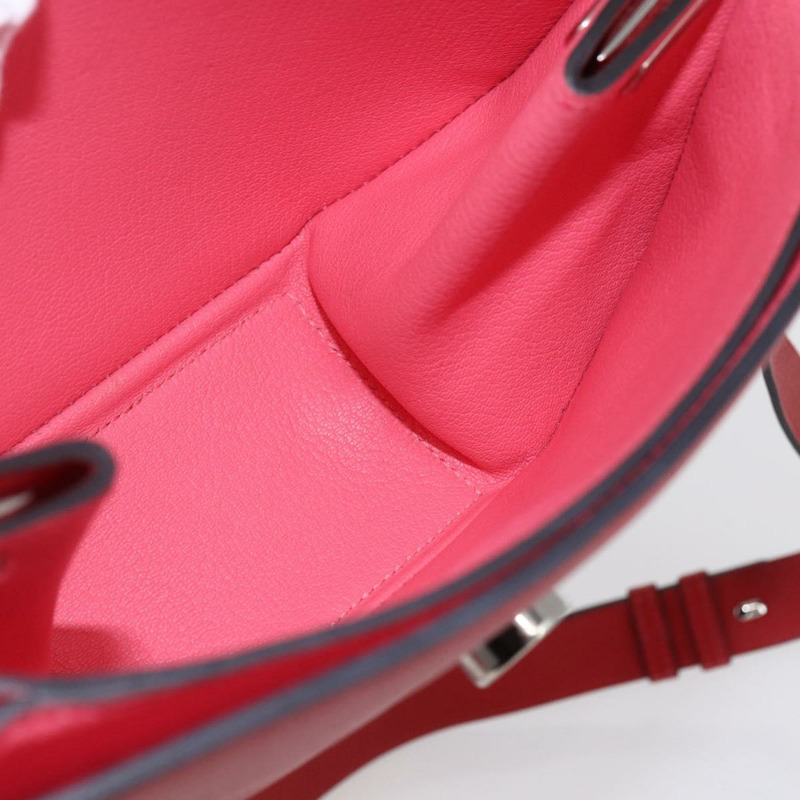 【日本直送】愛馬仕 Opry 24 單肩包，紅色銀色皮革，正品，貨號 154087SM-17