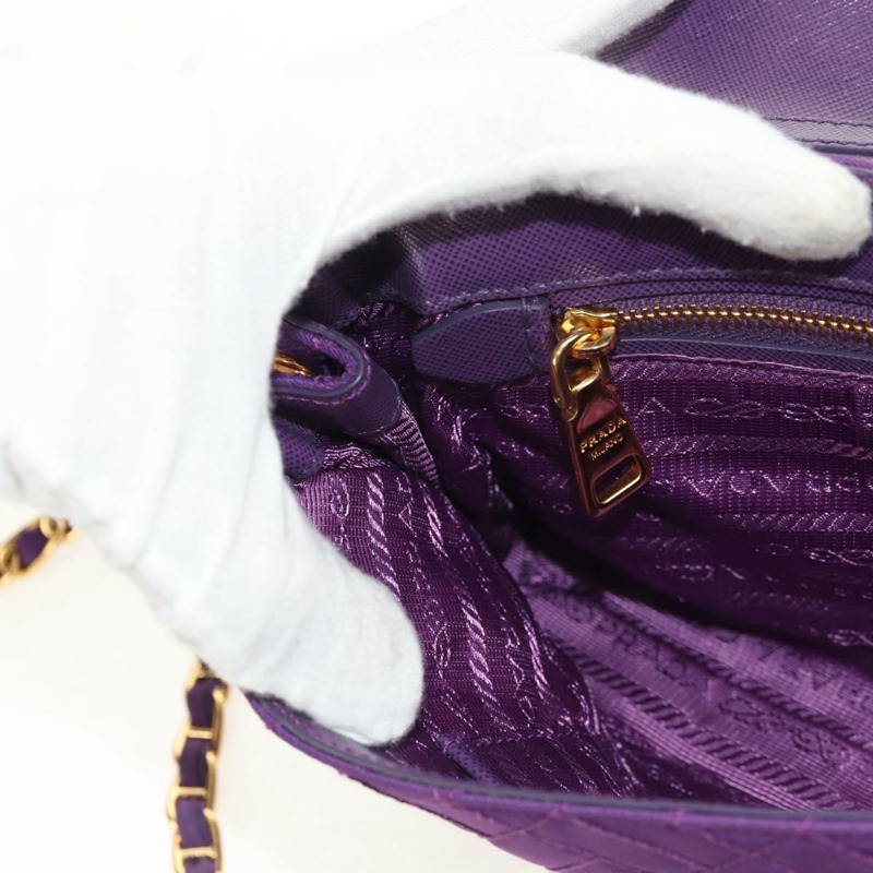 【日本直送】PRADA 尼龍紫色金色鏈條單肩包 正品 154699V-21