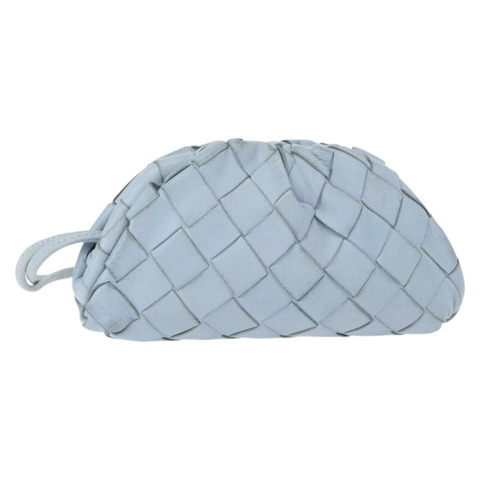 BOTTEGA VENETA INTRECCIATO 迷你手拿包 皮革 淺藍色 正品 mr1604