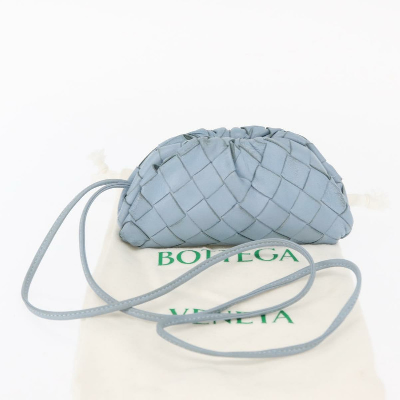 【日本直送】BOTTEGA VENETA INTRECCIATO 迷你手拿包 皮革 淺藍色 正品 mr1604-11