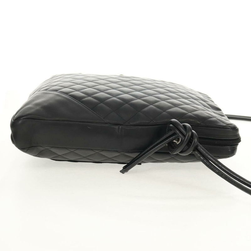 【日本直送】香奈兒 Cambon 系列黑色銀色雙C標誌皮革單肩包 Auth mr1637SAM-3