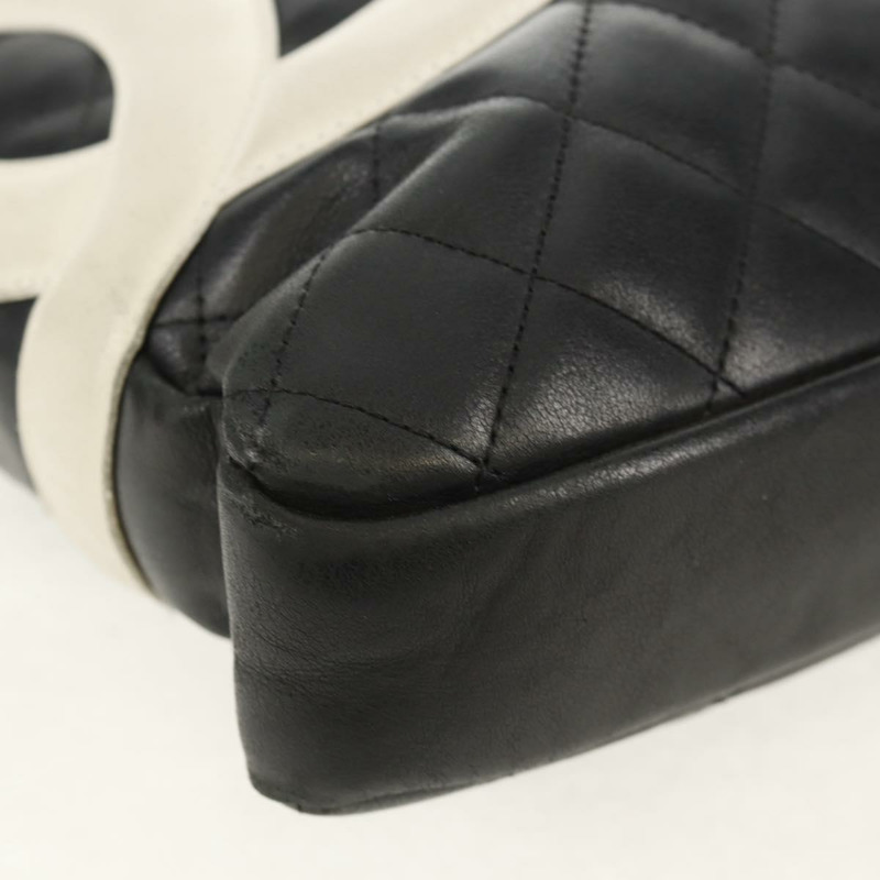 【日本直送】香奈兒 Cambon 系列黑色銀色雙C標誌皮革單肩包 Auth mr1637SAM-14