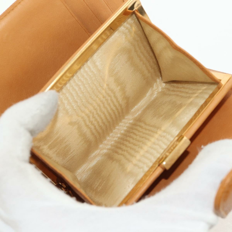 【日本直送】香奈兒魚子醬皮棕色金色雙C標誌迷你錢包 am9835V-8