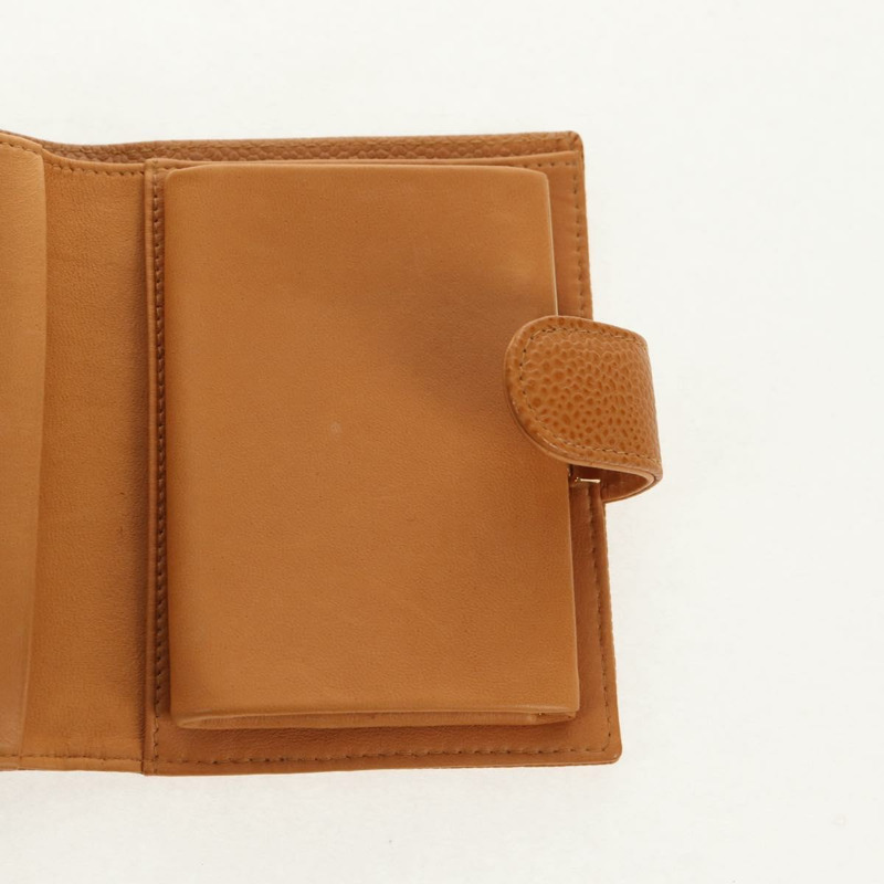 【日本直送】香奈兒魚子醬皮棕色金色雙C標誌迷你錢包 am9835V-19