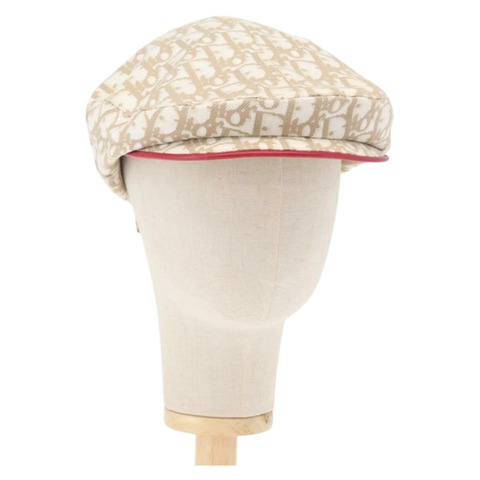 Christian Dior Trotter帆布帽 米色 Auth mr1632V