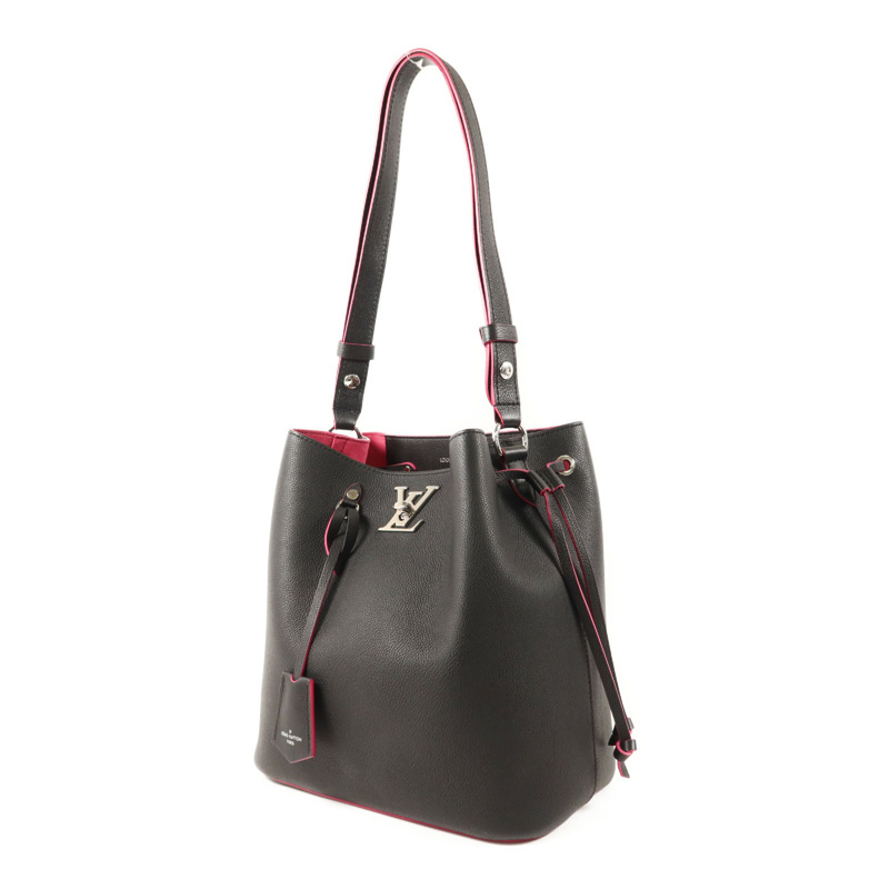 LOUIS VUITTON 牛皮皮革Lockme Bucket銀扣肩背袋-2