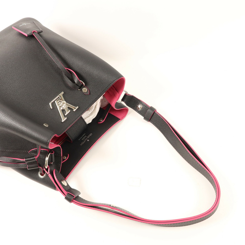 LOUIS VUITTON 牛皮皮革Lockme Bucket銀扣肩背袋-7